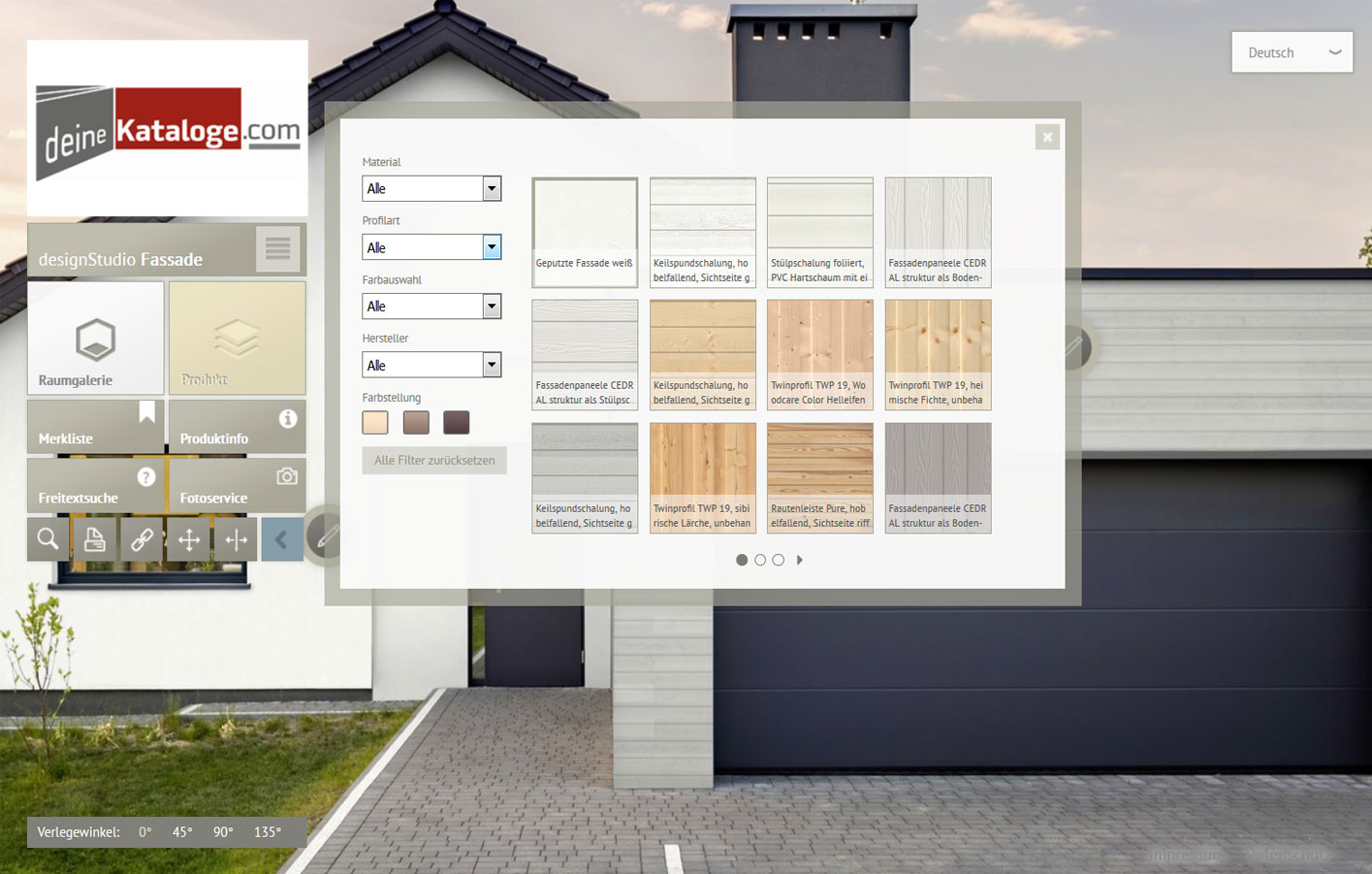 Das designStudio für Fassaden - Holz-Fassaden, PVC-Fassaden, WPC-Fassaden, Faserzement-Fassaden, Hausfassade online gestalten